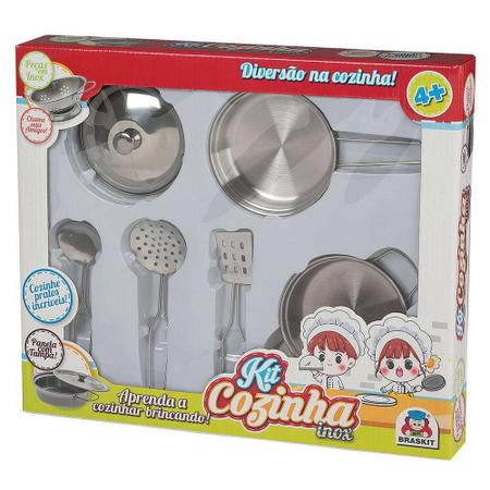 Jogo De Cozinha Infantil Panelinhas Em Inox 8904 - Braskit