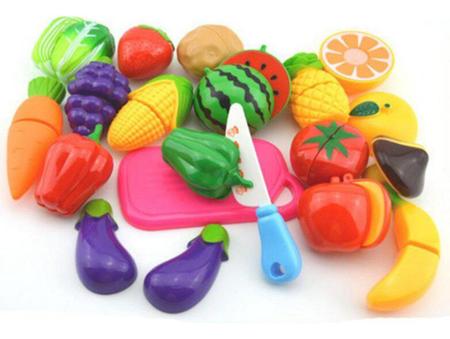 Kit Frutas de Brinquedo Comidinha Infantil Faca Tábua 27 Pçs