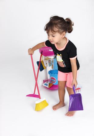 Imagem de Brinquedo Kit De Limpeza Infantil Criança Vassourinha, Pá, Rodo e Balde