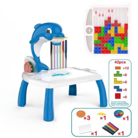 Imagem de Brinquedo Mesa Magica Desenho Tetris Infantil 2 em 1 Projetor