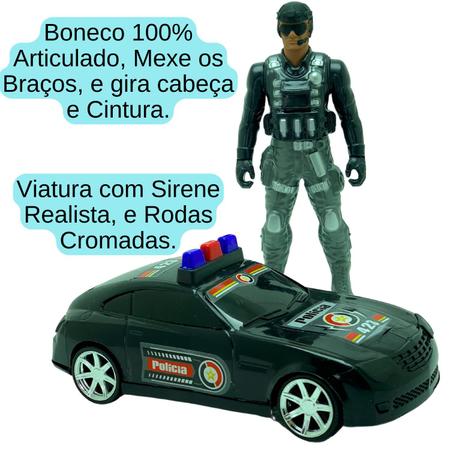 Imagem de Brinquedo Militar Carrinho + Boneco Policia presente menino Carrinho e boneco articulado