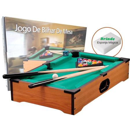 Jogo Mesa Mini Bilhar Sinuca Snooker 69x36x19 cm Completo : :  Brinquedos e Jogos