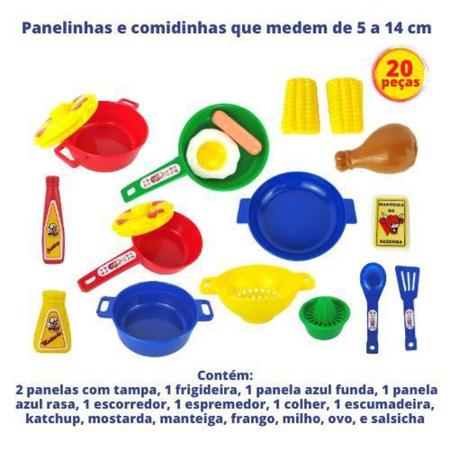 Kit Cozinha Infantil com Frigideira, Ovo e Salsicha - 7 Peças - Jogo de  Panelinhas e Comidinhas