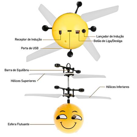Brinquedo Mini Drone Smile Helicoptero Voador Infravermelho Art