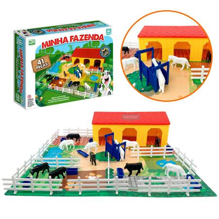 Jogo De Montar Tabuleiro Minha Fazenda 41 Peças Brinquedo Infantil