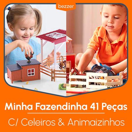 Brinquedo Mini Fazenda com Animais 41 Peças e Acessórios Cerca Celeiro  Estábulo Cenário Tabuleiro Fazendinha Completa - Bezzer - Brincadeiras de  Faz de Conta - Magazine Luiza