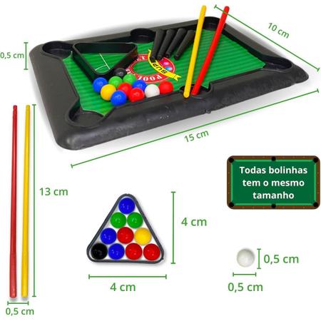 Brinquedo Mesa de Sinuca Mini Bilhar Pica Pau Jogo Infantil