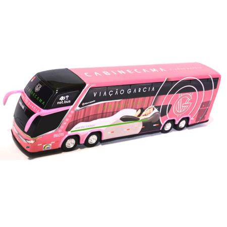 Imagem de Brinquedo Miniatura Ônibus Viação Garcia Cama Rosa 30cm
