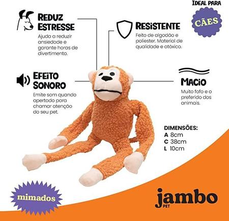 Brinquedo para Cachorros Pelúcia Macaco Fofo