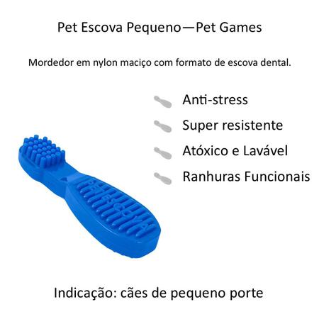 Imagem de Brinquedo Morder Cães Pet Escova Pequeno Azul Pet Games