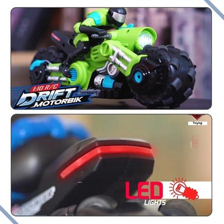 2 motos de controle remoto brinquedo 360 graus rodas ação rotativa