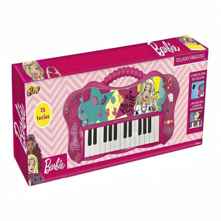 Imagem de Brinquedo Musical Barbie Teclado E Guitarra Fabulsa Com Entrada MP3 Player - Fun 