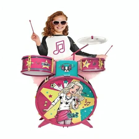 Imagem de Brinquedo Musical Infantil Barbie Fabulosa Bateria E Microfone Com Função MP3 Player - Fun