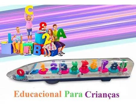 Imagem de Brinquedo Onibus Trem Carrinho  Som e Luzes com engrenagens Letras Educativo Infantil