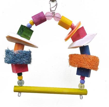 Imagem de Brinquedo para aves poleiro arco e bucha p  real brinquedos pet