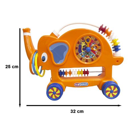 Imagem de Brinquedo Para Bebe Educativo Mundo Bita Infantil Menino Menina Elefante Abaco - Laranja