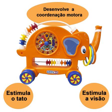 Imagem de Brinquedo Para Bebe Educativo Mundo Bita Infantil Menino Menina Elefante Abaco - Laranja