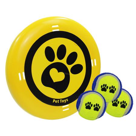 Imagem de Brinquedo Para Cachorro Disco Frisbee e 3 Bolas de Tênis