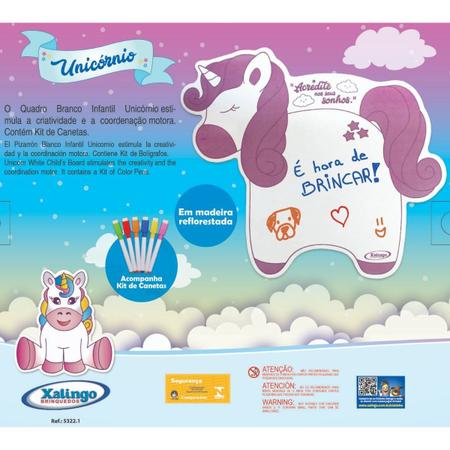 Imagem de Brinquedo para Crianças Quadro Lousa Infantil Unicórnio C/ Kit de Canetinha Xalingo - 5322.1