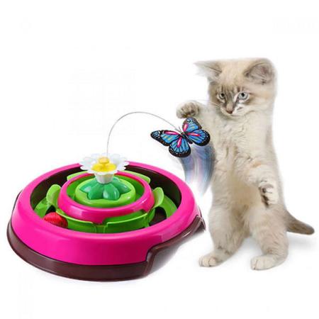 Biilaflor Brinquedo Automático 2 em 1 para Gatos 360 de Rotação