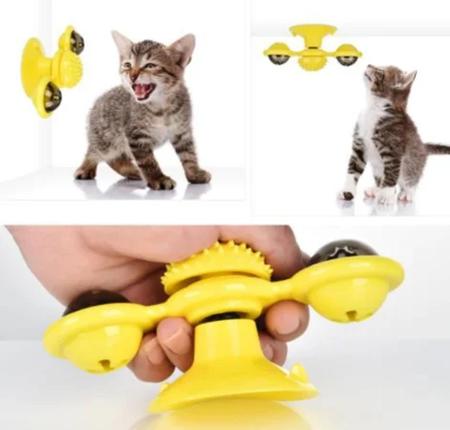 Brinquedo para Gatos de Moinho de Vento Amarelo