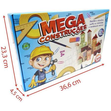 Brinquedo Jogo Mega Construções Blocos de Montar em Madeira 200 Peças -  Pais e filhos - Brinquedos de Montar e Desmontar - Magazine Luiza