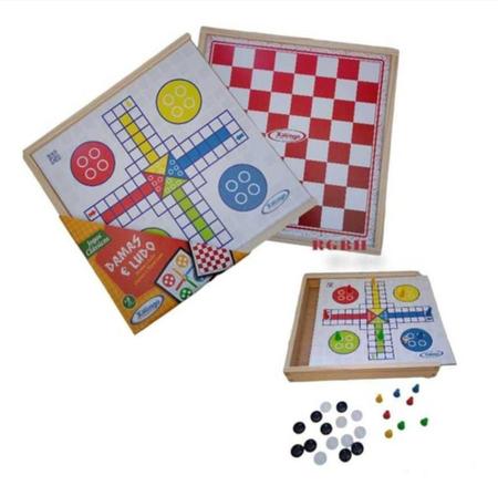 Jogo Dama e Ludo Madeira Xalingo - 6021.0 - Xickos Brinquedos