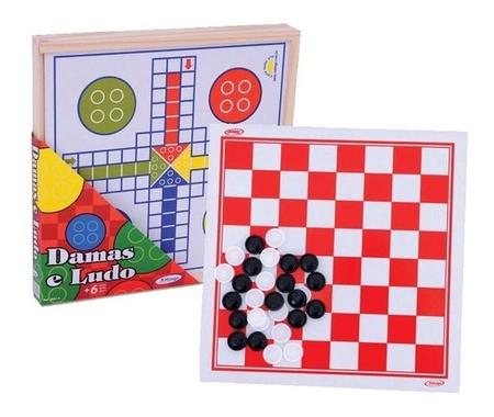 Brinquedo Pedagógico Madeira Jogo De Tabuleiro 4 Em 1 Dama, Ludo, Trilha E  Pega Varetas - Xalingo - Jogo de Dominó, Dama e Xadrez - Magazine Luiza