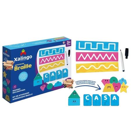 Brinquedo Pedagógico Em Madeira Kit de Atividades Aprendendo Braille - Xalingo Imagem de Brinquedo Pedagógico Em Madeira Kit de Atividades Aprendendo Braille - Xalingo