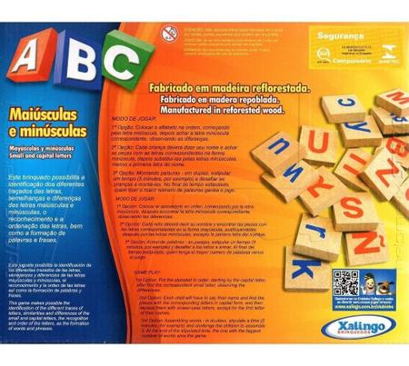 Brinquedo Pedagógico Madeira Abc Alfabeto Letras 72 Peças Jogo