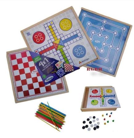 Jogo de Tabuleiro Ludo Clássico Brinquedo Infantil Madeira