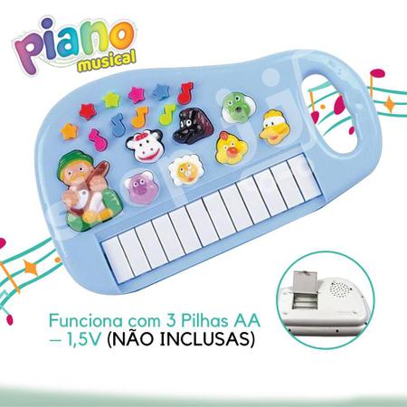 Pianinho Musical De Musicalização Infantil Teclado Brinquedo - Azul