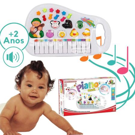 Piano Brinquedo Infantil Musical Teclado Pedagógico Branco