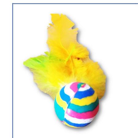 Brinquedo pet gatos Bolinha interativa pula pula c/ penas - São Pet Imagem de Brinquedo pet gatos Bolinha interativa pula pula c/ penas