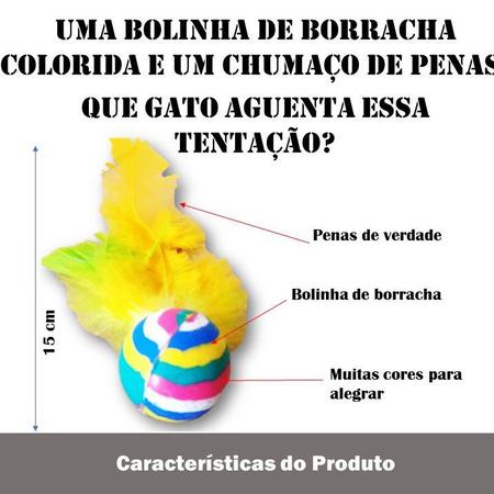 Imagem de Brinquedo pet gatos Bolinha interativa pula pula c/ penas