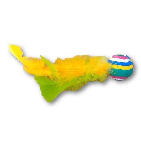 Brinquedo pet gatos Bolinha interativa pula pula c/ penas - São Pet Imagem de Brinquedo pet gatos Bolinha interativa pula pula c/ penas
