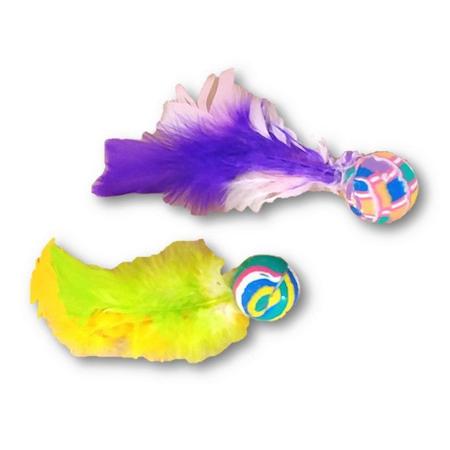 Brinquedo pet gatos Bolinha interativa pula pula c/ penas - São Pet Imagem de Brinquedo pet gatos Bolinha interativa pula pula c/ penas