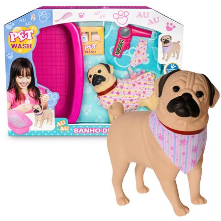 Imagem de Brinquedo Pet Wash Cachorro Pug Com Acessórios - Adijomar