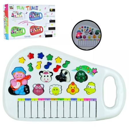 Brinquedo Piano Animal com Sons de Animais e Led Canta Ia ia O