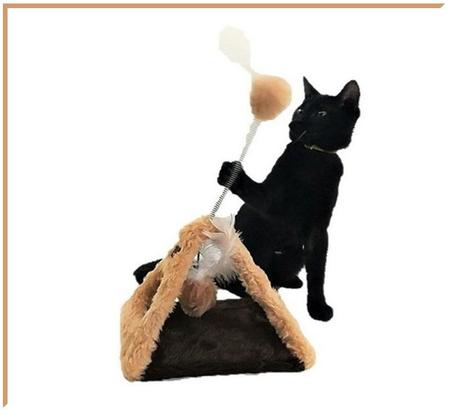 Imagem de Brinquedo Pirâmide Para Gato Em Pelúcia Com Bolinhas E Penas