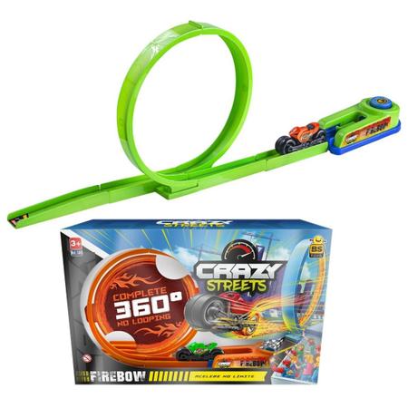 Pista Corrida Carrinho Brinquedo Infantil Looping 360 + 1 Moto Incluso no  Shoptime