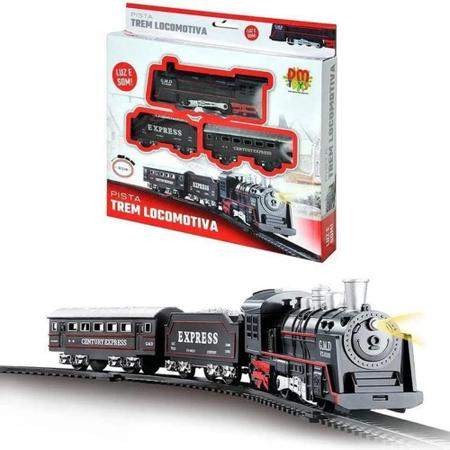 Trem Grande Locomotiva Luz E Som - DM TOYS DMT5374 - Noy Brinquedos