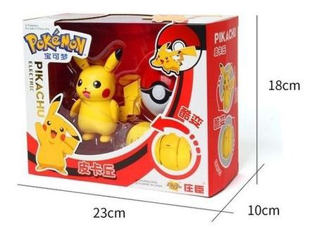 Brinquedo Pokemon Pikachu Articulado Pokebola Tamanho Real