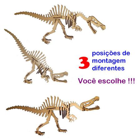 Dinossauro Alaossauro p/ montar, Quebra-Cabeça 3D, 48 peças, Brinquedo e  decoração MDF