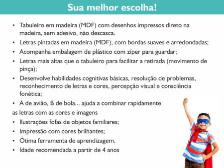 Imagem de Brinquedo Tabuleiro Alfabeto Educativo Pedagógico Letras mdf