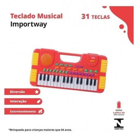 Imagem de Brinquedo Teclado Musical Infantil Colorido 31 Teclas Importway