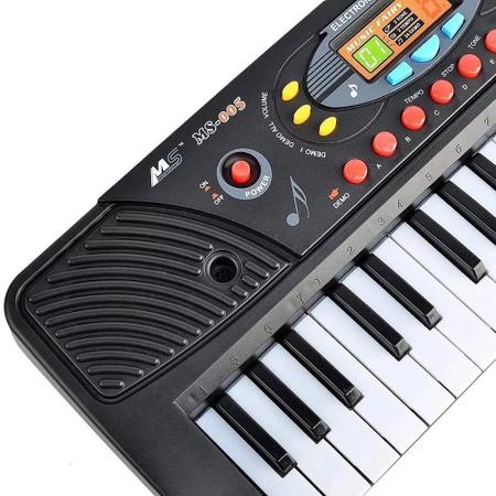 Imagem de Brinquedo teclado piano eletrônico infantil com microfone