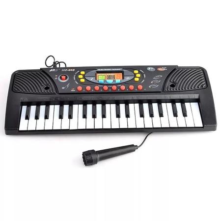 Imagem de Brinquedo teclado piano eletrônico infantil com microfone