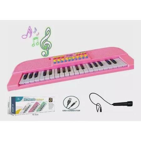 Deevoka Piano Teclado Infantil 37 Teclas Piano para Crianças Piano  Eletrônico com Microfone Brinquedos Educativos para 3 4 5 6 Anos , ROSA 