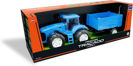 Brinquedos - Trator Traçado Com Carreta Azul - Roma Brinquedos - Loja  Virtual